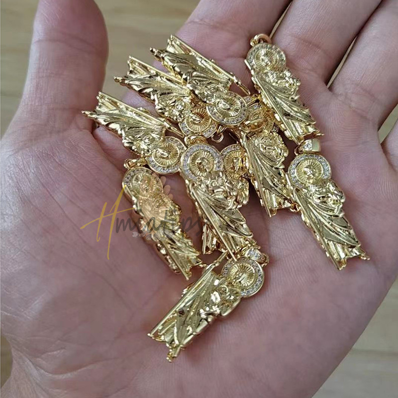 10pc 3D privjesci za nokte San Judas Luksuzni metalni privjesci za nokte Art Charm pozlaćeni kamenčići kristalni DIY pribor za manikuru