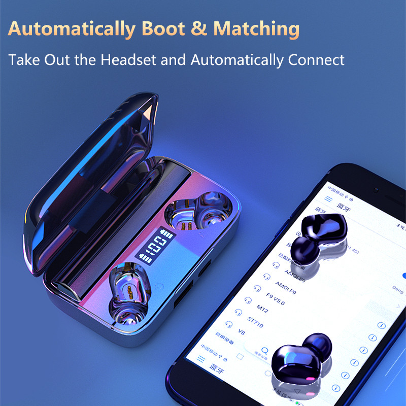 A9 TWS Bluetooth bežične slušalice Sportske slušalice Power Bank Smanjenje buke za Iphone Huawei Samsung Xiaomi Glazbene slušalice