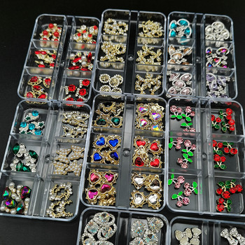 3D Nail Art Rhinestones Διακοσμήσεις Σετ Κρυστάλλινα Γούρια νυχιών Diamond Diy Alloy Πολυτελή κοσμήματα Πολύτιμοι λίθοι εξαρτήματα νυχιών Αξεσουάρ Πέτρες