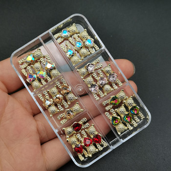 3D Nail Art Rhinestones Διακοσμήσεις Σετ Κρυστάλλινα Γούρια νυχιών Diamond Diy Alloy Πολυτελή κοσμήματα Πολύτιμοι λίθοι εξαρτήματα νυχιών Αξεσουάρ Πέτρες