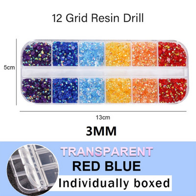 10000 komada 2/3 mm miješanih boja AB Pixie Stone Resin Dio za nokte Ukrasni kamenčići Kutija s 12 pojaseva Okrugla ravna stražnja žele Ukrasni kamenčići u masi za nokte