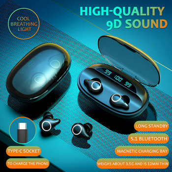 Α18 Ακουστικά TWS Ασύρματα ακουστικά μουσικής με οθόνη LED υψηλής ποιότητας 9D ήχου για ακουστικά Bluetooth της Oppo Huawei Iphone Xiaomi