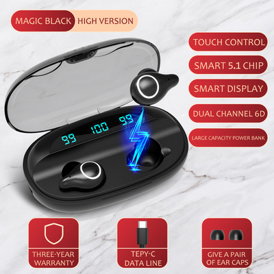 Α18 Ακουστικά TWS Ασύρματα ακουστικά μουσικής με οθόνη LED υψηλής ποιότητας 9D ήχου για ακουστικά Bluetooth της Oppo Huawei Iphone Xiaomi