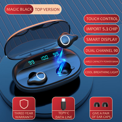 Α18 Ακουστικά TWS Ασύρματα ακουστικά μουσικής με οθόνη LED υψηλής ποιότητας 9D ήχου για ακουστικά Bluetooth της Oppo Huawei Iphone Xiaomi