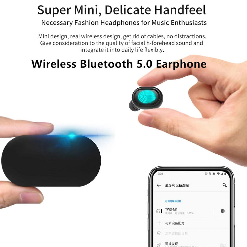 M1 TWS Mini ασύρματα ακουστικά Bluetooth Αθλητικά ακουστικά Αδιάβροχα ακουστικά Ποιότητα ήχου για Huawei Iphone Xiaomi Music Earphone