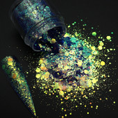 1 dėžutė Holografiniai nagų blizgučiai Blizgantys stambūs chameleonas šešiakampiai dribsniai Paillette lakavimo manikiūras nagų dailės dekoracijos