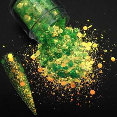 1 dėžutė Holografiniai nagų blizgučiai Blizgantys stambūs chameleonas šešiakampiai dribsniai Paillette lakavimo manikiūras nagų dailės dekoracijos