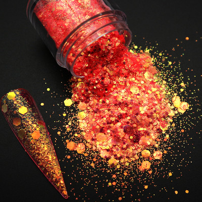 1 dėžutė Holografiniai nagų blizgučiai Blizgantys stambūs chameleonas šešiakampiai dribsniai Paillette lakavimo manikiūras nagų dailės dekoracijos