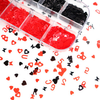 Пеперуда Сърце Писмо Различни форми Изкуство за нокти Блестящи люспи Червени черни пайети 3D аксесоари за нокти Декорация Маникюр Резени