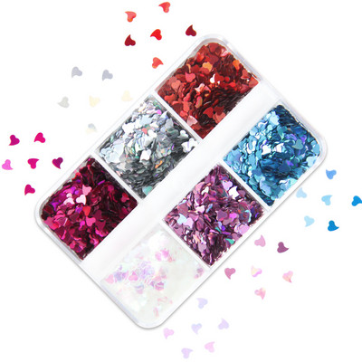 6 rács Mermaid Love Heart köröm flitterek AB Butterfly Glitter Flakes körömdíszítési kellékek barkácsolás szakembereknek Kiegészítők