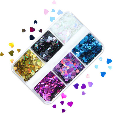 6 rács Mermaid Love Heart köröm flitterek AB Butterfly Glitter Flakes körömdíszítési kellékek barkácsolás szakembereknek Kiegészítők