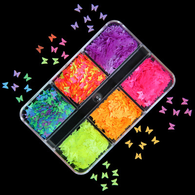 6 rács Mermaid Love Heart köröm flitterek AB Butterfly Glitter Flakes körömdíszítési kellékek barkácsolás szakembereknek Kiegészítők