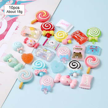 10 бр./лот Kawaii Resin Nail Art Charms Happy Flower Jelly Gummy Mix Sweet Candy 3D декорация за нокти Направи си сам луксозни аксесоари за нокти