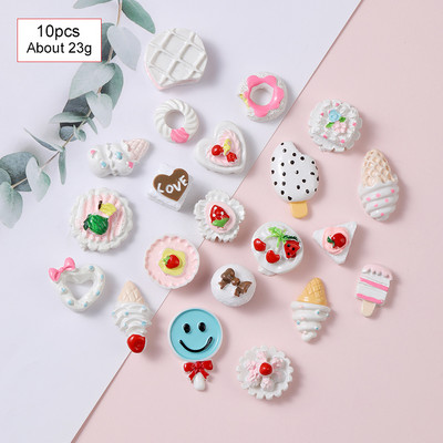 10 gab./partija Kawaii sveķu nagu mākslas piekariņi Happy Flower Jelly Gummy Mix Sweet Candy 3D Nagu dekorēšana DIY Luksusa nagu aksesuāri