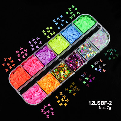 12 rács Szerelem Nail Art Csillogó Szív Pehely Valentin-napi Dekoráció 3D Vegyes Forma Paillette Manikűr Barkácsolás Professzionális Kiegészítők