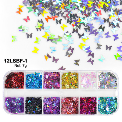 12 rács Szerelem Nail Art Csillogó Szív Pehely Valentin-napi Dekoráció 3D Vegyes Forma Paillette Manikűr Barkácsolás Professzionális Kiegészítők