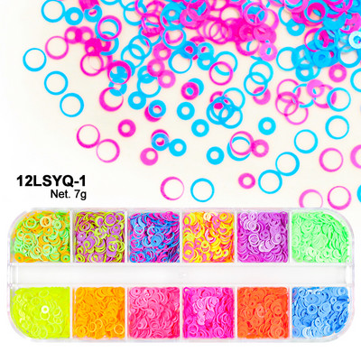 12 rács Szerelem Nail Art Csillogó Szív Pehely Valentin-napi Dekoráció 3D Vegyes Forma Paillette Manikűr Barkácsolás Professzionális Kiegészítők