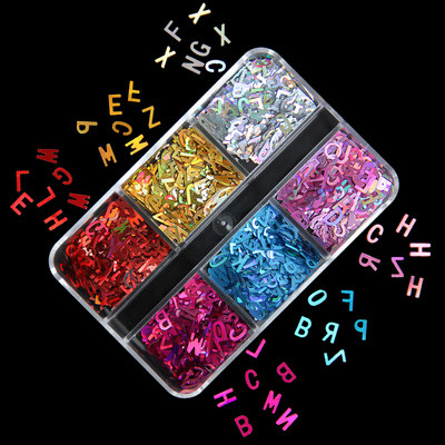 6 mreža New Star Nail Art Svjetlucave šljokice Boja lasera Zvjezdano nebo Mjesečeve pahuljice Pribor za nokte za manikuru Profesionalni dodaci