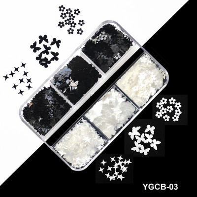 6 mreža New Star Nail Art Svjetlucave šljokice Boja lasera Zvjezdano nebo Mjesečeve pahuljice Pribor za nokte za manikuru Profesionalni dodaci