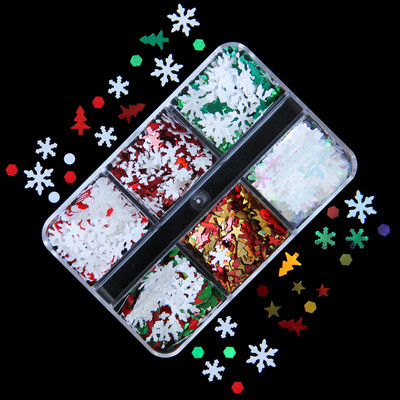 6 mreža New Star Nail Art Svjetlucave šljokice Boja lasera Zvjezdano nebo Mjesečeve pahuljice Pribor za nokte za manikuru Profesionalni dodaci