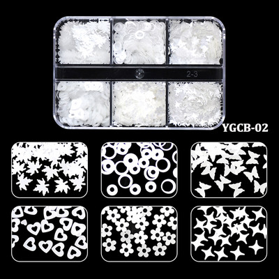 6 mreža New Star Nail Art Svjetlucave šljokice Boja lasera Zvjezdano nebo Mjesečeve pahuljice Pribor za nokte za manikuru Profesionalni dodaci