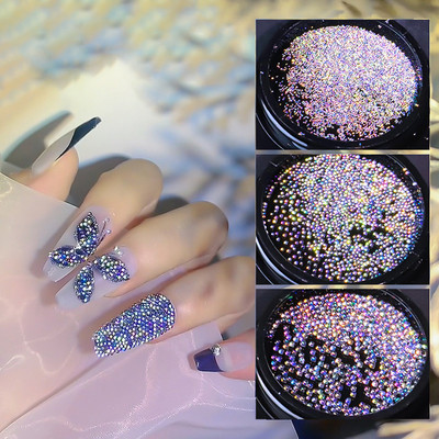 Mărgele de sticlă cu laser Decorare pentru arta unghiilor Minge minusculă strălucitoare Pietre de cristal Strasuri Manichiură Articole pentru unghii Accesorii pentru design
