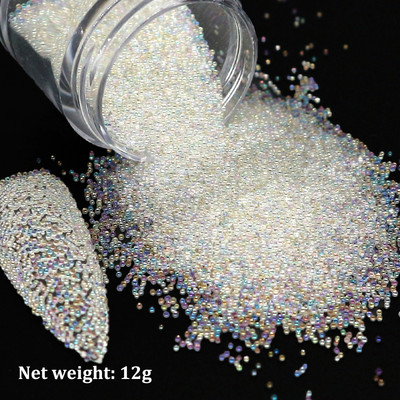 3D Nail Art Cristal Strasuri mici pentru manichiură Bile de sticlă Microbead Caviar Mărgele Decorații Brelocuri DIY Accesorii pentru unghii