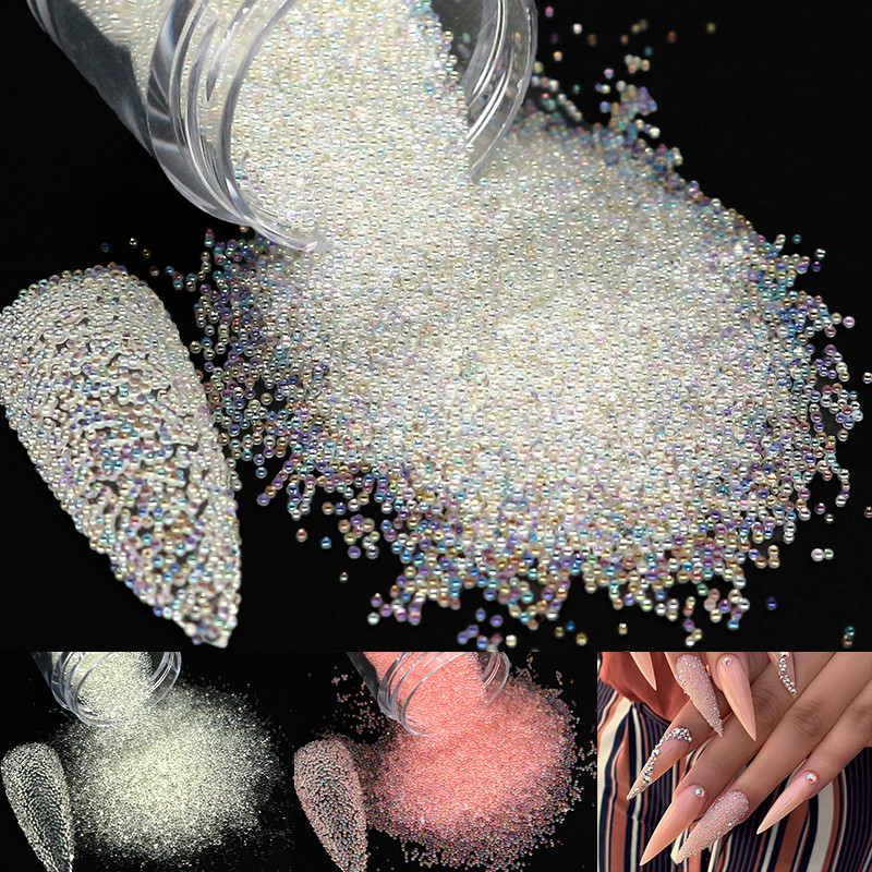 3D Nail Art Cristal Strasuri mici pentru manichiură Bile de sticlă Microbead Caviar Mărgele Decorații Brelocuri DIY Accesorii pentru unghii