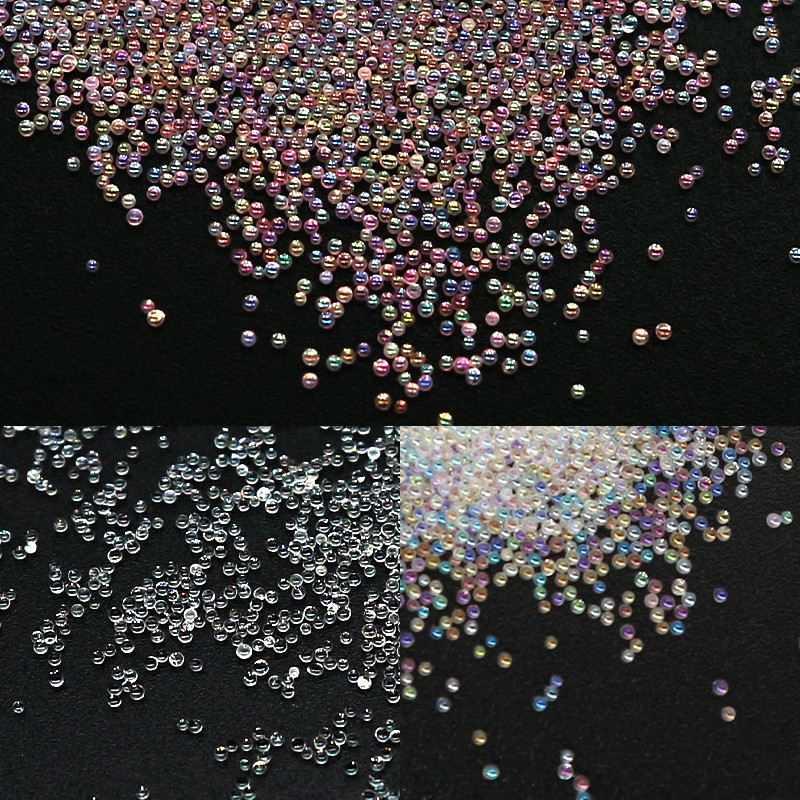 3D Nail Art Cristal Strasuri mici pentru manichiură Bile de sticlă Microbead Caviar Mărgele Decorații Brelocuri DIY Accesorii pentru unghii