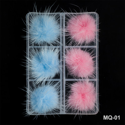 6 db/tétel Mágneses Puffy PomPoms körömdíszítések Puha hajgolyó levehető mágnes 3D divatos körömbűvek barkács kiegészítők készlet