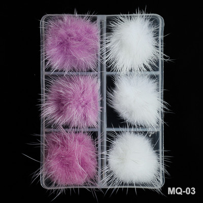 6 db/tétel Mágneses Puffy PomPoms körömdíszítések Puha hajgolyó levehető mágnes 3D divatos körömbűvek barkács kiegészítők készlet