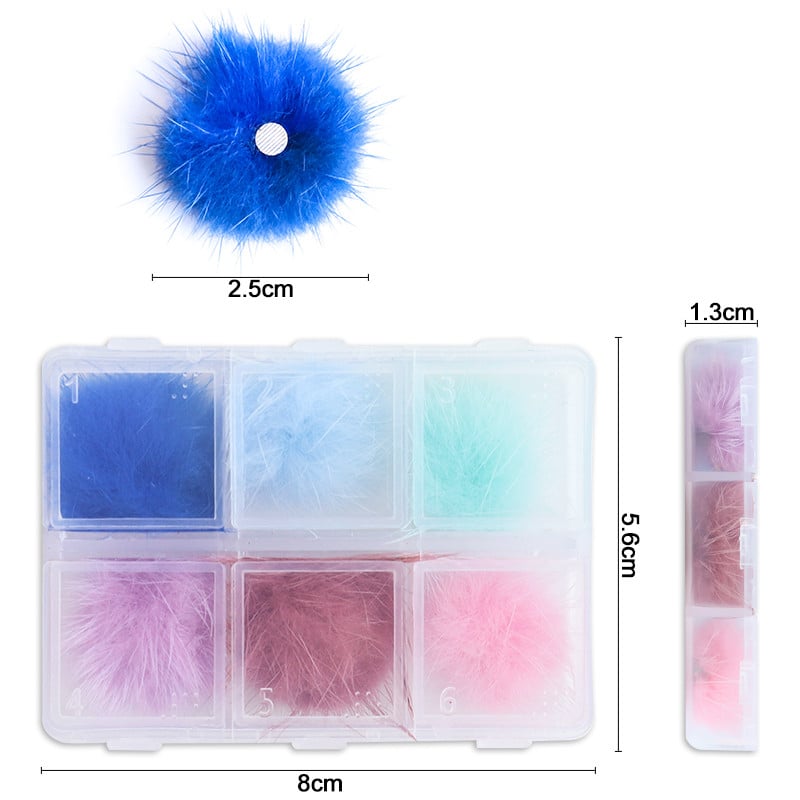 6 db/tétel Mágneses Puffy PomPoms körömdíszítések Puha hajgolyó levehető mágnes 3D divatos körömbűvek barkács kiegészítők készlet