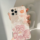 Retro suur lillega pehme silikoonist 3d nahast telefoniümbris iphone 13 11 pro max 12 mini 7 8 plus x xr xs max armas conque shell jaoks