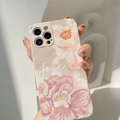 Ретро голямо цвете мек силиконов 3D кожен калъф за телефон за iphone 13 11 pro max 12 mini 7 8 plus x xr xs max cute conque shell