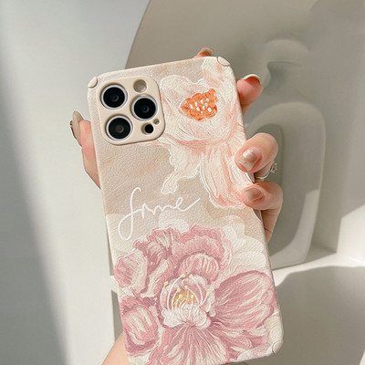 Retro suur lillega pehme silikoonist 3d nahast telefoniümbris iphone 13 11 pro max 12 mini 7 8 plus x xr xs max armas conque shell jaoks