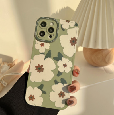 Retro suur lillega pehme silikoonist 3d nahast telefoniümbris iphone 13 11 pro max 12 mini 7 8 plus x xr xs max armas conque shell jaoks