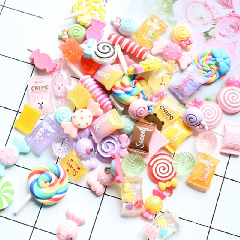 30db/tétel Kawaii Nail Art Charms Resin Sweet Candy Flower Jelly Gummy Bear 3D akril köröm dekoráció Luxus köröm kiegészítők