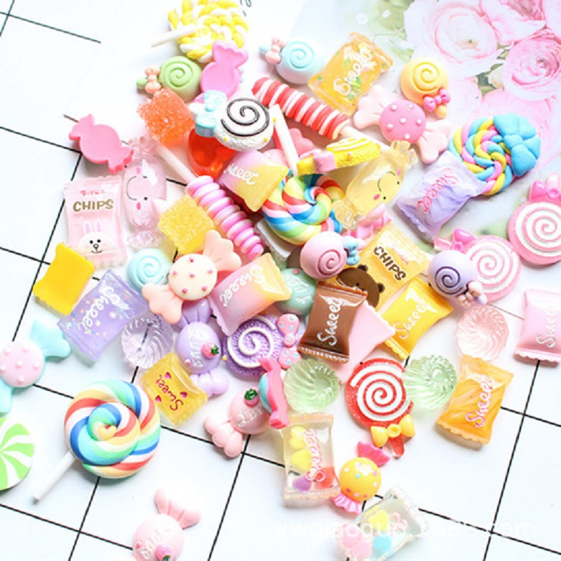 30db/tétel Kawaii Nail Art Charms Resin Sweet Candy Flower Jelly Gummy Bear 3D akril köröm dekoráció Luxus köröm kiegészítők