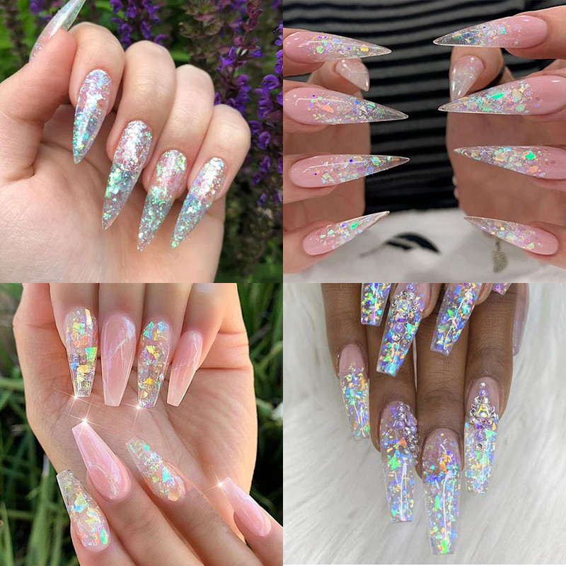 1 pungă Iriscent AB Iregular Nail Glitter Fakes 3D Sparkly Chunky Paiete Paillette Decoratiuni Manichiura Unghii Accesorii