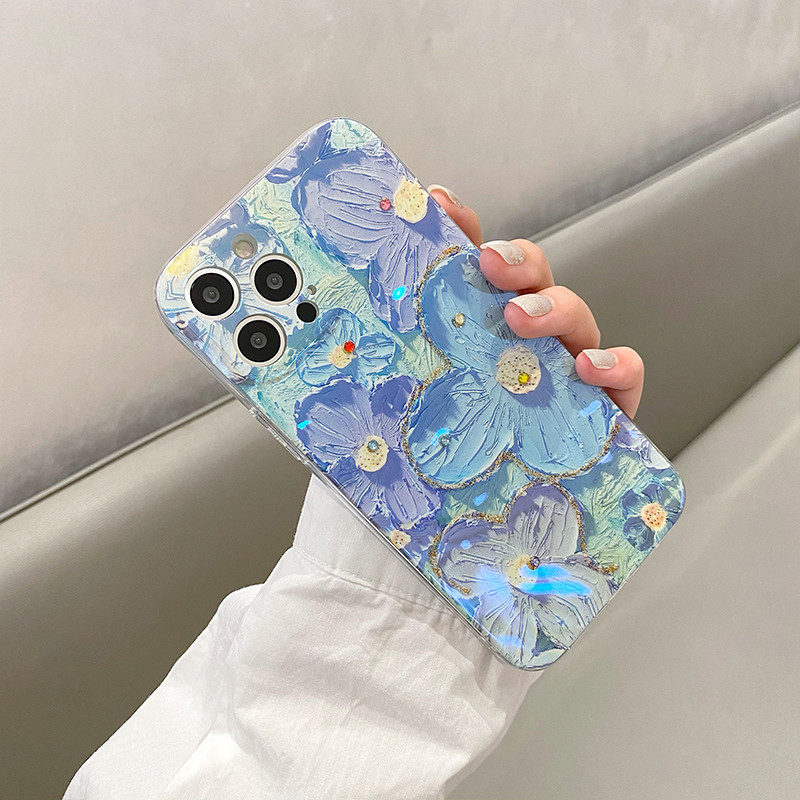 Luxury Fashion Retro Flowers lāzera tālruņa korpuss iPhone 13 Pro MAX 12 Mini 11 X XS XR 7 8 Plus SE2020 mīksts TPU triecienizturīgs vāciņš