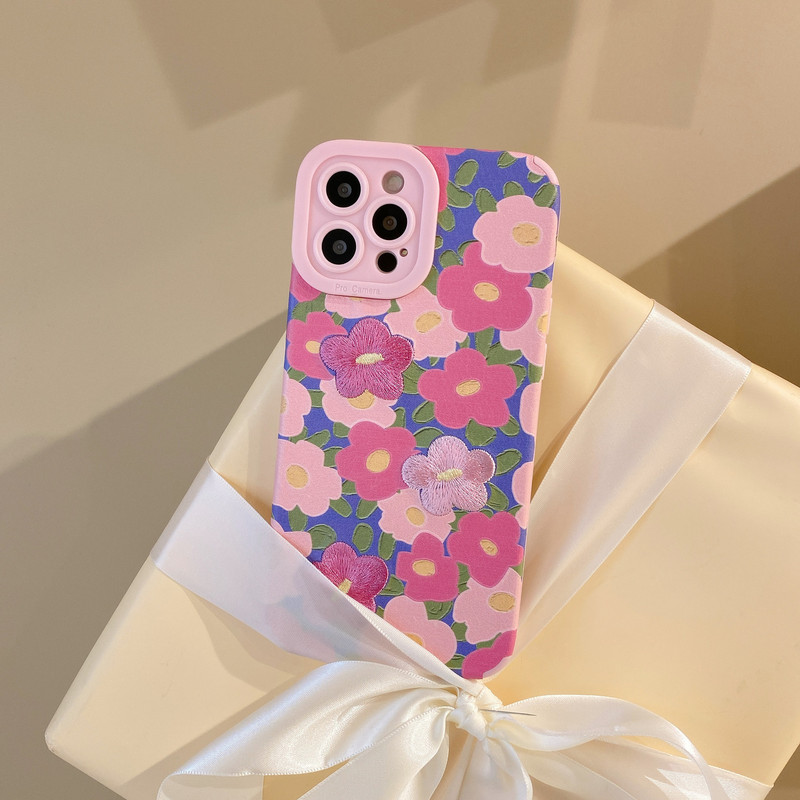 Za iPhone 13 Luxury Embroidery Tulip Flower Phone Case Za iPhone 11 12Pro XSMax X XR 7 8 Puna pokrivenost Stražnje maske Case