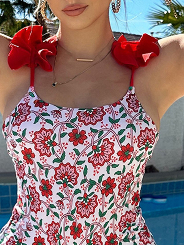 Szexi virágmintás egyrészes női fürdőruha 2023 Monokini Magas derekú push up Női fürdőruha magas szabású fürdőruha női bikini