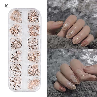 12 rács Abalone Sea Shell körömdíszítés természetes kő 3D szabálytalan szelet töredékek pelyhek körömbűvek manikűr kiegészítők