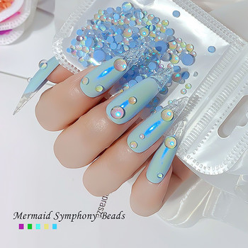 Mermaid Symphony Beads Nail Art Смесен размер Flatback Glass Crystal Shiny AB Цветни нокти Charms Стрази Маникюр Декорация
