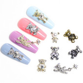 10 buc/lot urs din aliaj 3D cu inimă de cristal, decorare pentru unghii, unghii din metal, bijuterii, accesorii pentru manichiură, accesorii pentru unghii
