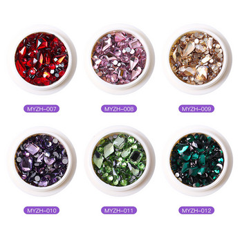 Crystal Nails Art Rhinestones Kit Смесен размер Преносим комплект Стъклени диаманти Декорации 3D AB Плоски скъпоценни камъни Консумативи за дизайн на нокти