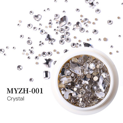Crystal Nails Art strasszkészlet vegyes méretű hordozható készlet üveg gyémánt díszítések 3D AB lapos drágakövek köröm tervezési kellékek