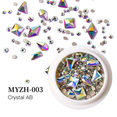Crystal Nails Art strasszkészlet vegyes méretű hordozható készlet üveg gyémánt díszítések 3D AB lapos drágakövek köröm tervezési kellékek