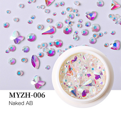 Crystal Nails Art strasszkészlet vegyes méretű hordozható készlet üveg gyémánt díszítések 3D AB lapos drágakövek köröm tervezési kellékek