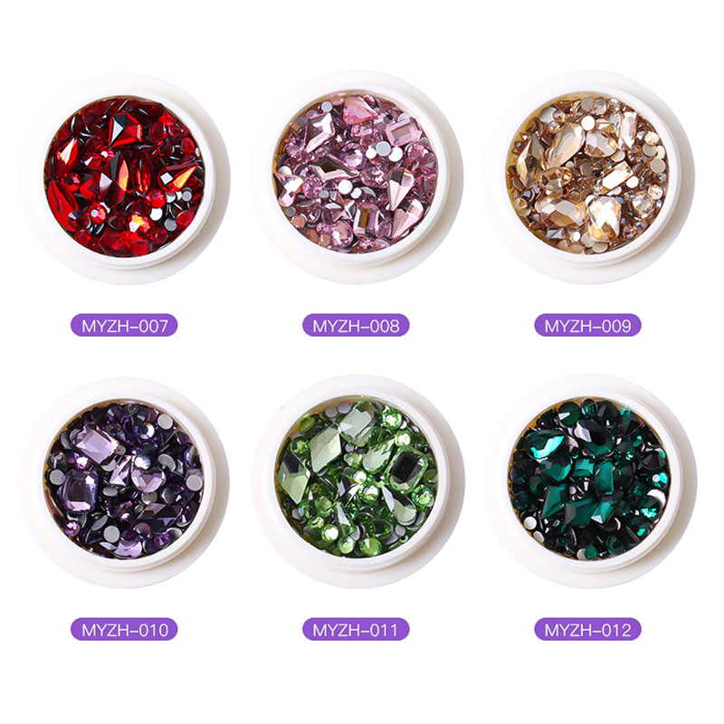 Crystal Nails Art strasszkészlet vegyes méretű hordozható készlet üveg gyémánt díszítések 3D AB lapos drágakövek köröm tervezési kellékek